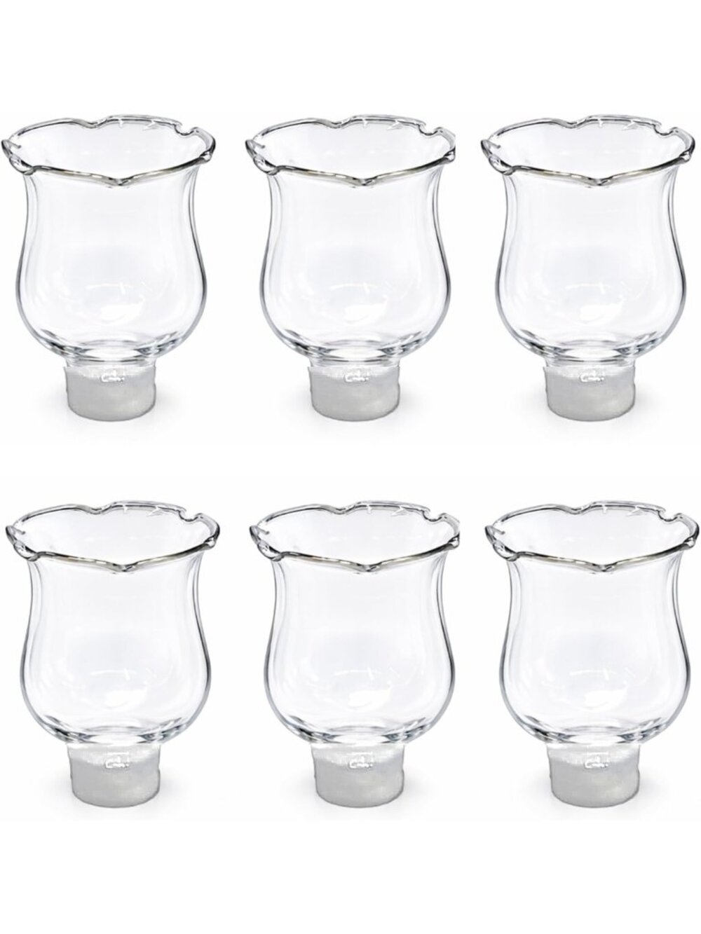 Clear Glass Votive Cups - Set of 6 Tulip Candle Holders for Home Decor